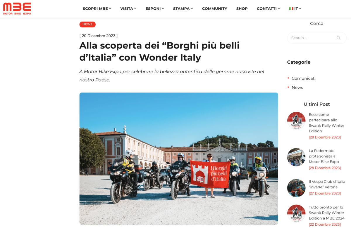 Articolo Moto Spia su Wonder Italy Moto